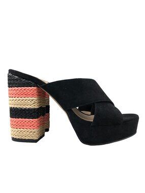 Mix No. 6 Women's Size 7 Loghan Black Criss Cross High Heel Platform Sandals